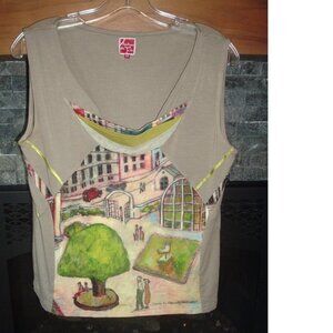 AVENTURES DES TOILES Francis Berthault French Bold Abstract Art Tank Top Size L